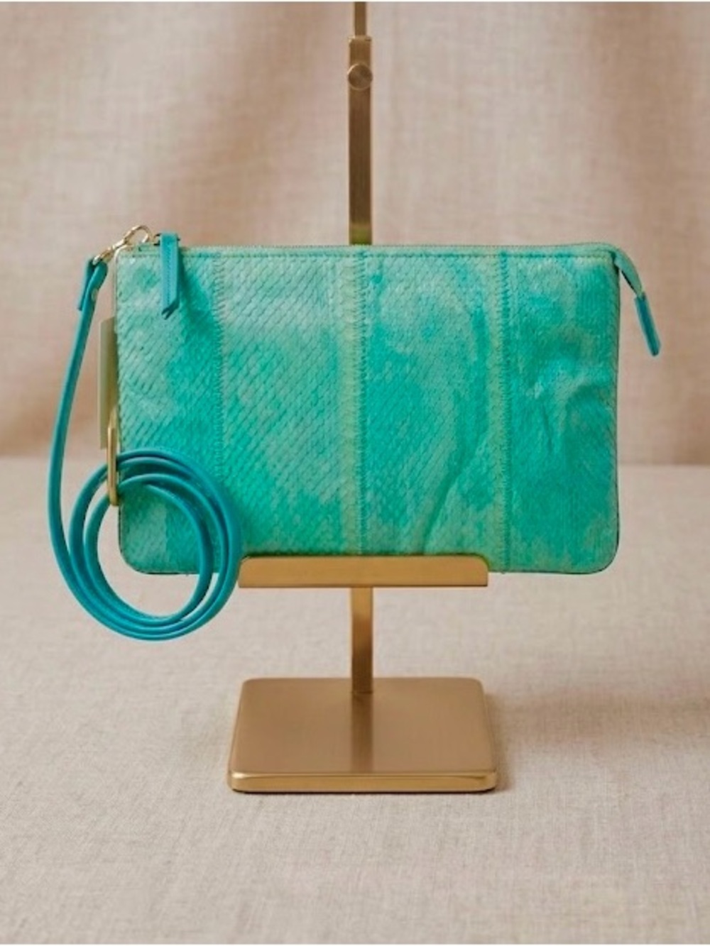 Clemente Genuine Exotic Snakeskin Seafoam Green Crossbody Bag Rare NWT 70s